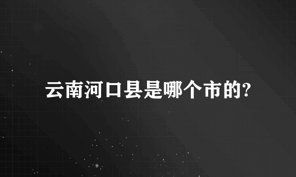 云南河口县是哪个市的?