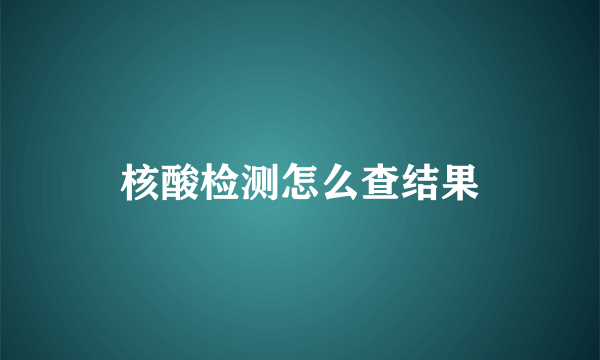 核酸检测怎么查结果