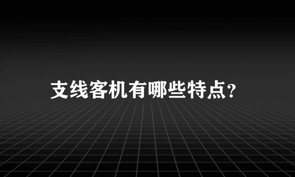 支线客机有哪些特点？