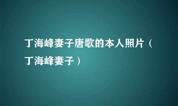 丁海峰妻子唐歌的本人照片（丁海峰妻子）