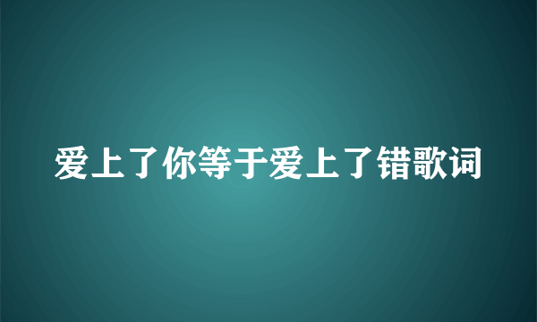 爱上了你等于爱上了错歌词