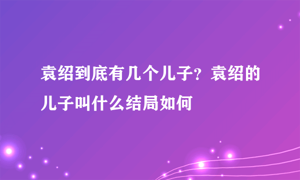 袁绍到底有几个儿子？袁绍的儿子叫什么结局如何