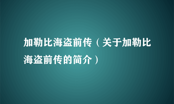 加勒比海盗前传（关于加勒比海盗前传的简介）