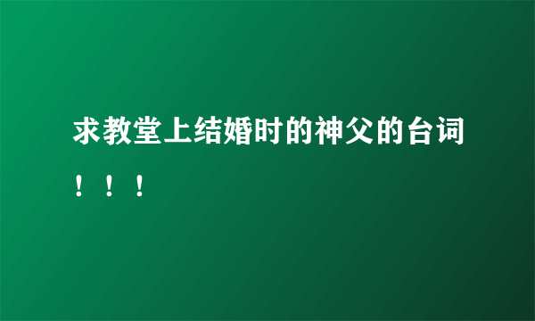 求教堂上结婚时的神父的台词！！！