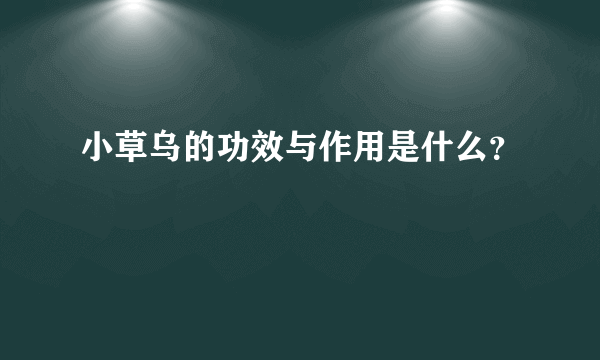 小草乌的功效与作用是什么？