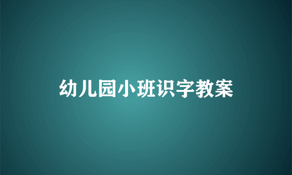 幼儿园小班识字教案