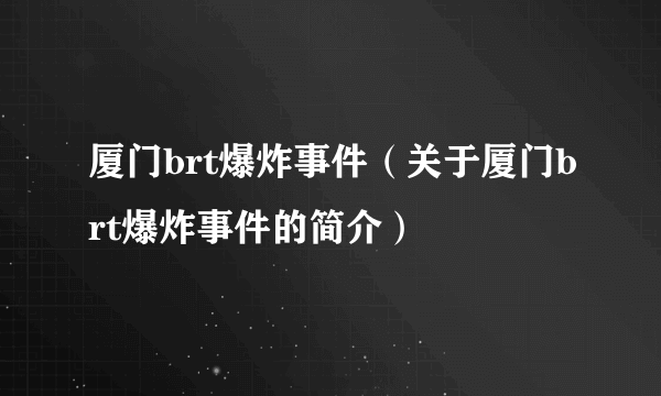 厦门brt爆炸事件（关于厦门brt爆炸事件的简介）