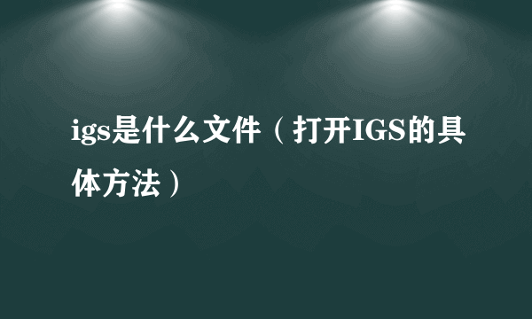 igs是什么文件（打开IGS的具体方法）