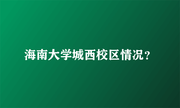 海南大学城西校区情况？