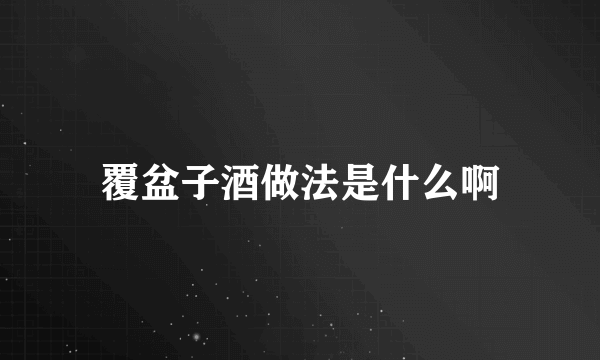 覆盆子酒做法是什么啊