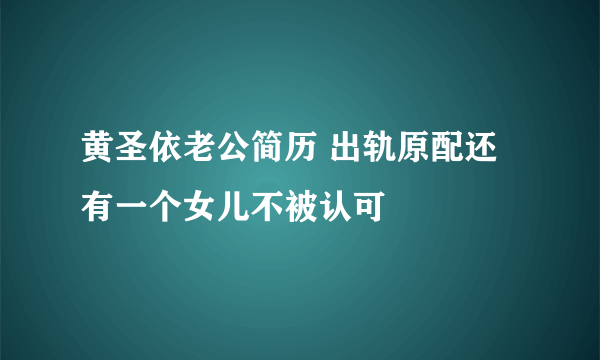 黄圣依老公简历 出轨原配还有一个女儿不被认可