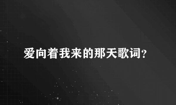 爱向着我来的那天歌词？