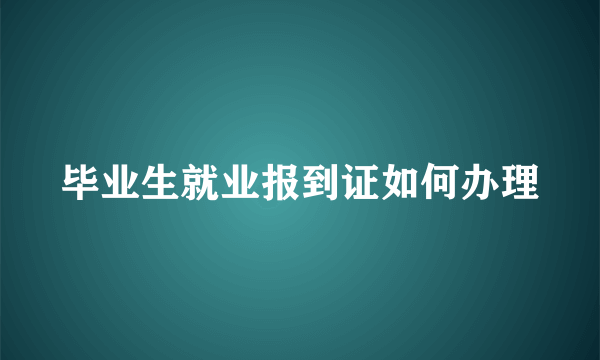 毕业生就业报到证如何办理