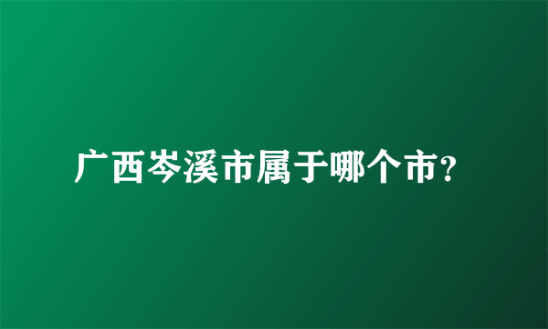 广西岑溪市属于哪个市？