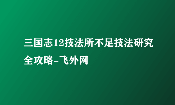 三国志12技法所不足技法研究全攻略-飞外网