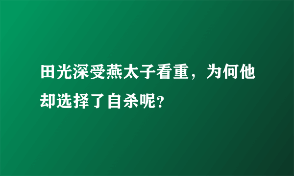 田光深受燕太子看重，为何他却选择了自杀呢？