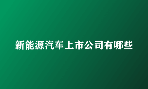 新能源汽车上市公司有哪些