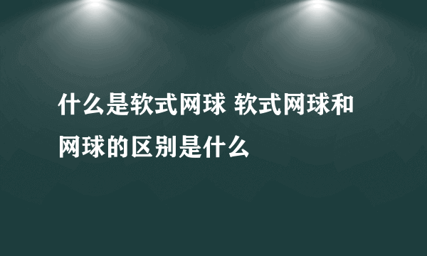 什么是软式网球 软式网球和网球的区别是什么