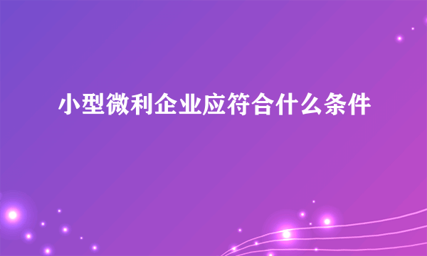 小型微利企业应符合什么条件