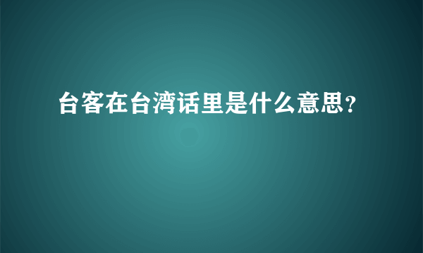 台客在台湾话里是什么意思？