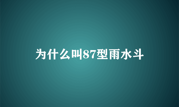 为什么叫87型雨水斗