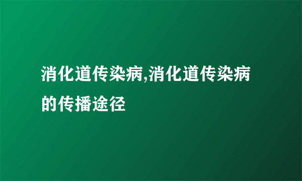 消化道传染病,消化道传染病的传播途径