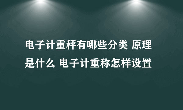 电子计重秤有哪些分类 原理是什么 电子计重称怎样设置