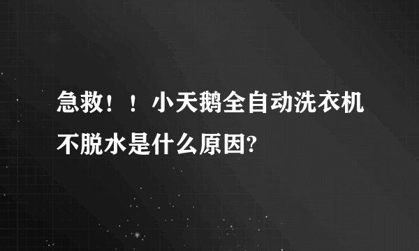 急救！！小天鹅全自动洗衣机不脱水是什么原因?