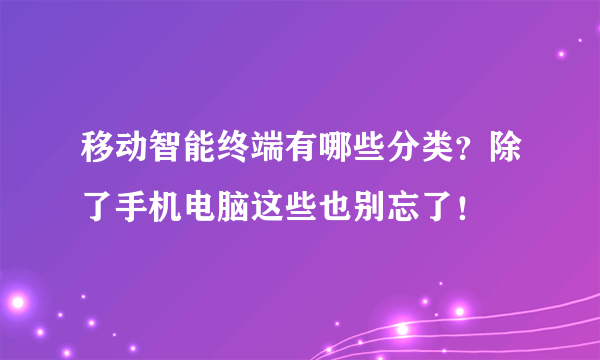 移动智能终端有哪些分类？除了手机电脑这些也别忘了！