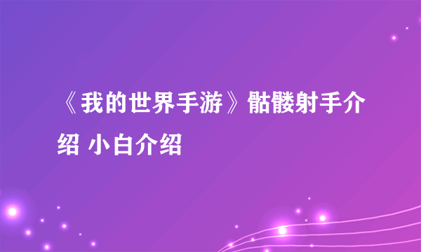 《我的世界手游》骷髅射手介绍 小白介绍