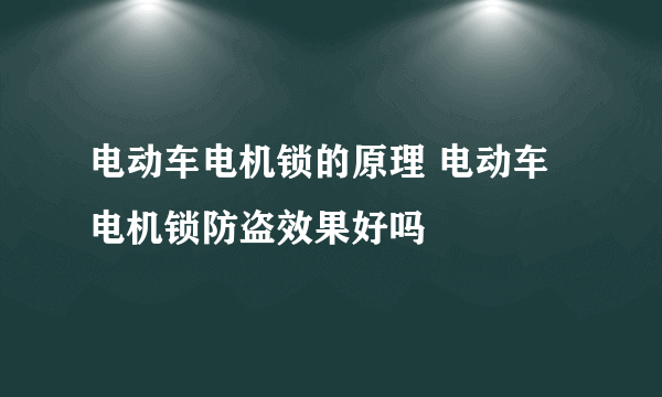 电动车电机锁的原理 电动车电机锁防盗效果好吗