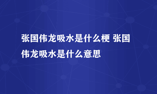 张国伟龙吸水是什么梗 张国伟龙吸水是什么意思