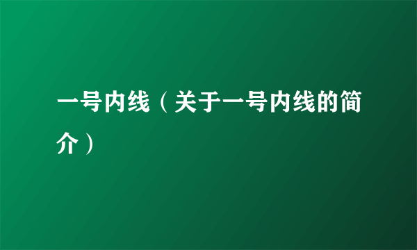 一号内线（关于一号内线的简介）