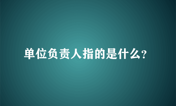 单位负责人指的是什么？