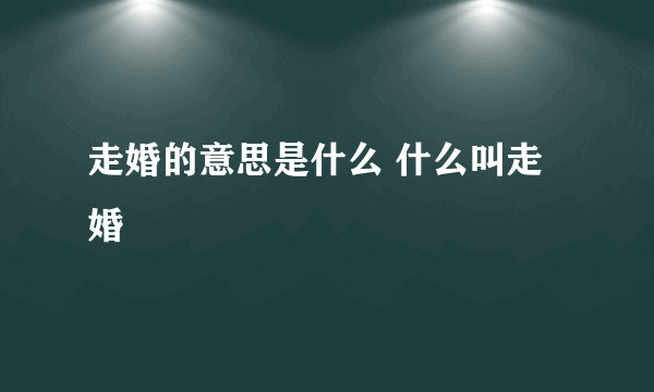 走婚的意思是什么 什么叫走婚