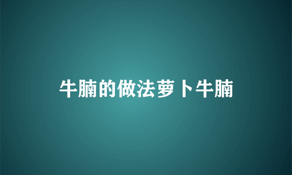 牛腩的做法萝卜牛腩