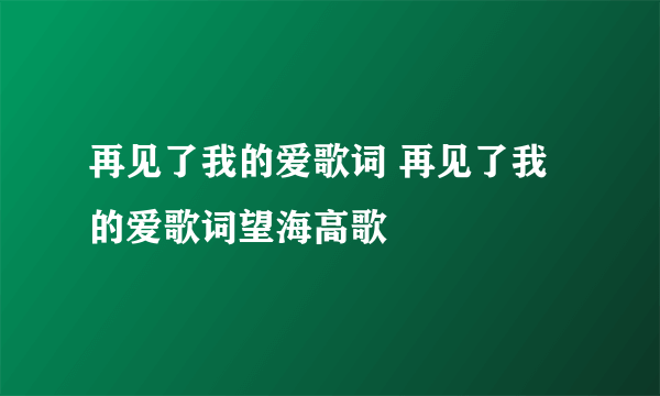 再见了我的爱歌词 再见了我的爱歌词望海高歌