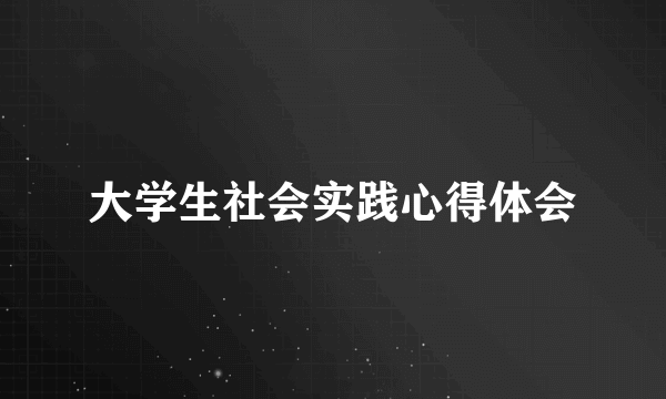 大学生社会实践心得体会