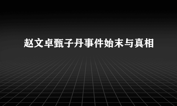 赵文卓甄子丹事件始末与真相