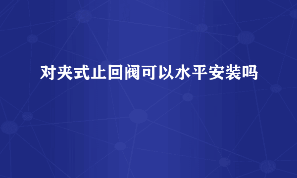 对夹式止回阀可以水平安装吗