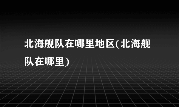 北海舰队在哪里地区(北海舰队在哪里)