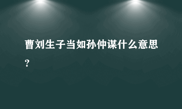 曹刘生子当如孙仲谋什么意思？