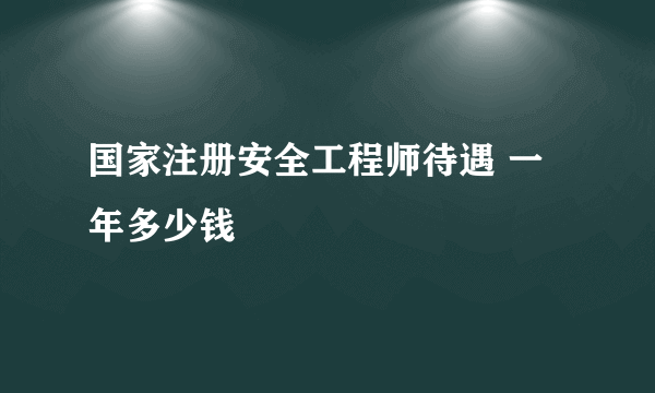 国家注册安全工程师待遇 一年多少钱