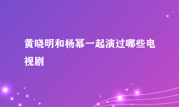 黄晓明和杨幂一起演过哪些电视剧