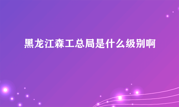 黑龙江森工总局是什么级别啊