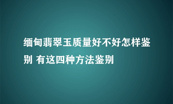 缅甸翡翠玉质量好不好怎样鉴别 有这四种方法鉴别