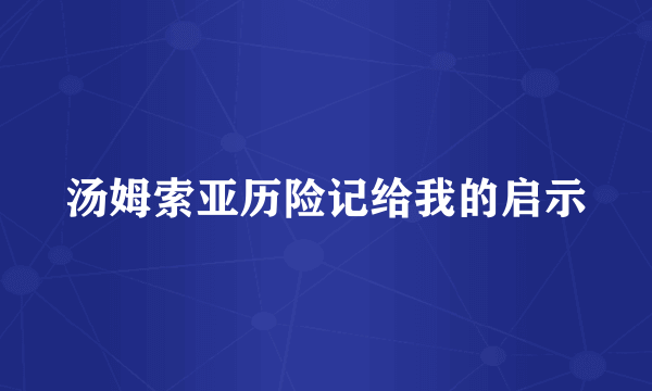 汤姆索亚历险记给我的启示