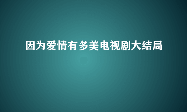 因为爱情有多美电视剧大结局