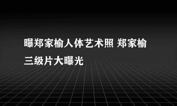 曝郑家榆人体艺术照 郑家榆三级片大曝光