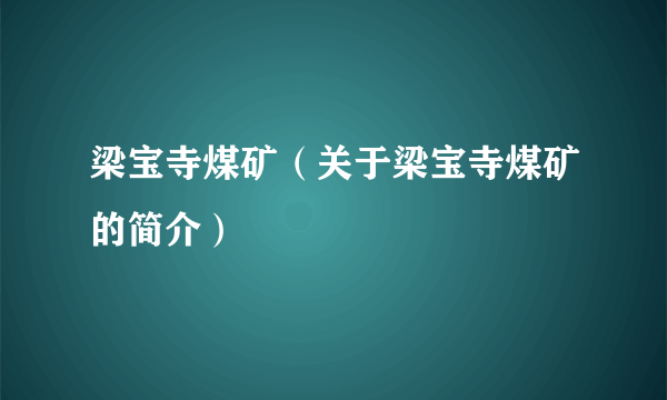 梁宝寺煤矿（关于梁宝寺煤矿的简介）